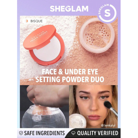 SHEGLAM Poudre Fixante Pour Le Visage Et Sous Les Yeux Prête À L'emploi Duo-bisque 2 En 1. Poudre Fixante Mate Et Étanche Illuminante Et Poreuse Pour Le Maquillage Du Visage - 2960273