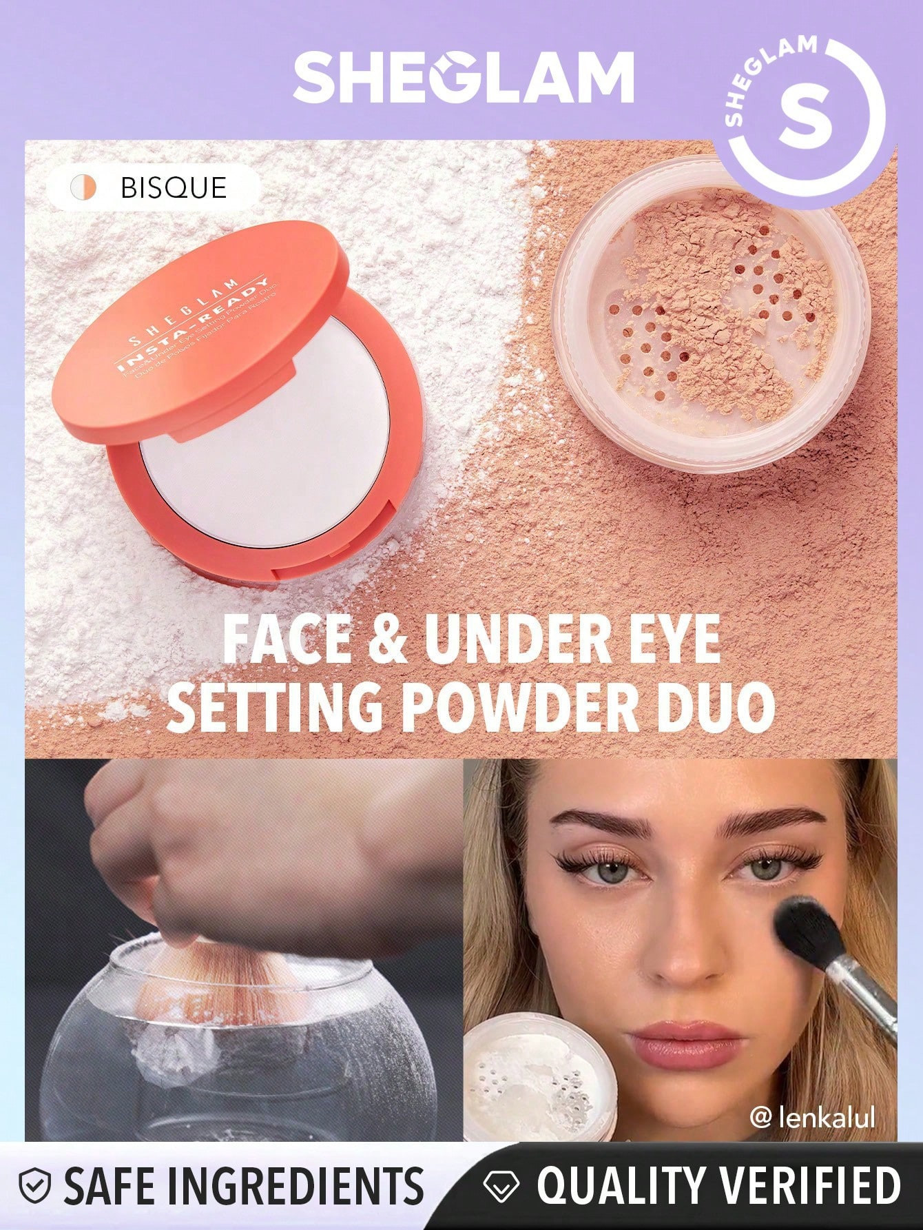 SHEGLAM Poudre Fixante Pour Le Visage Et Sous Les Yeux Prête À L'emploi Duo-bisque 2 En 1. Poudre Fixante Mate Et Étanche Illuminante Et Poreuse Pour Le Maquillage Du Visage - 2960273