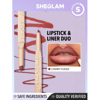 SHEGLAM Duo Rouge À Lèvres Et Doublure Glam 101 - Cerise Fudge 2-en-1 Matte Double-extrémité Crayon À Lèvres Rouge À Lèvres Hautement Pigmenté Longue Tenue Lisse Facile À Porter Maquillage Des Lèvres - 11349897