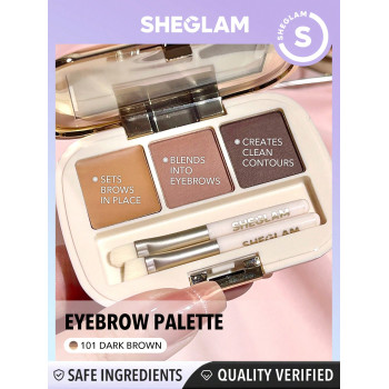 SHEGLAM Palette À Sourcils Remplie-101 Marron Foncé Poudre À Sourcils Mate À 3 Couleurs Cire À Sourcils Remplissante Et Définissante Maquillage Pour Sourcils Avec Petit Pinceau - 1047549