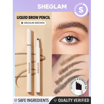 SHEGLAM Crayon À Sourcils Liquide Feather Better - Brun Moyen Avec Une Longue Tenue, Résistant Aux Bavures Et À L'eau, Permettant D'obtenir Des Sourcils Naturels Et Étoffés - 2641165