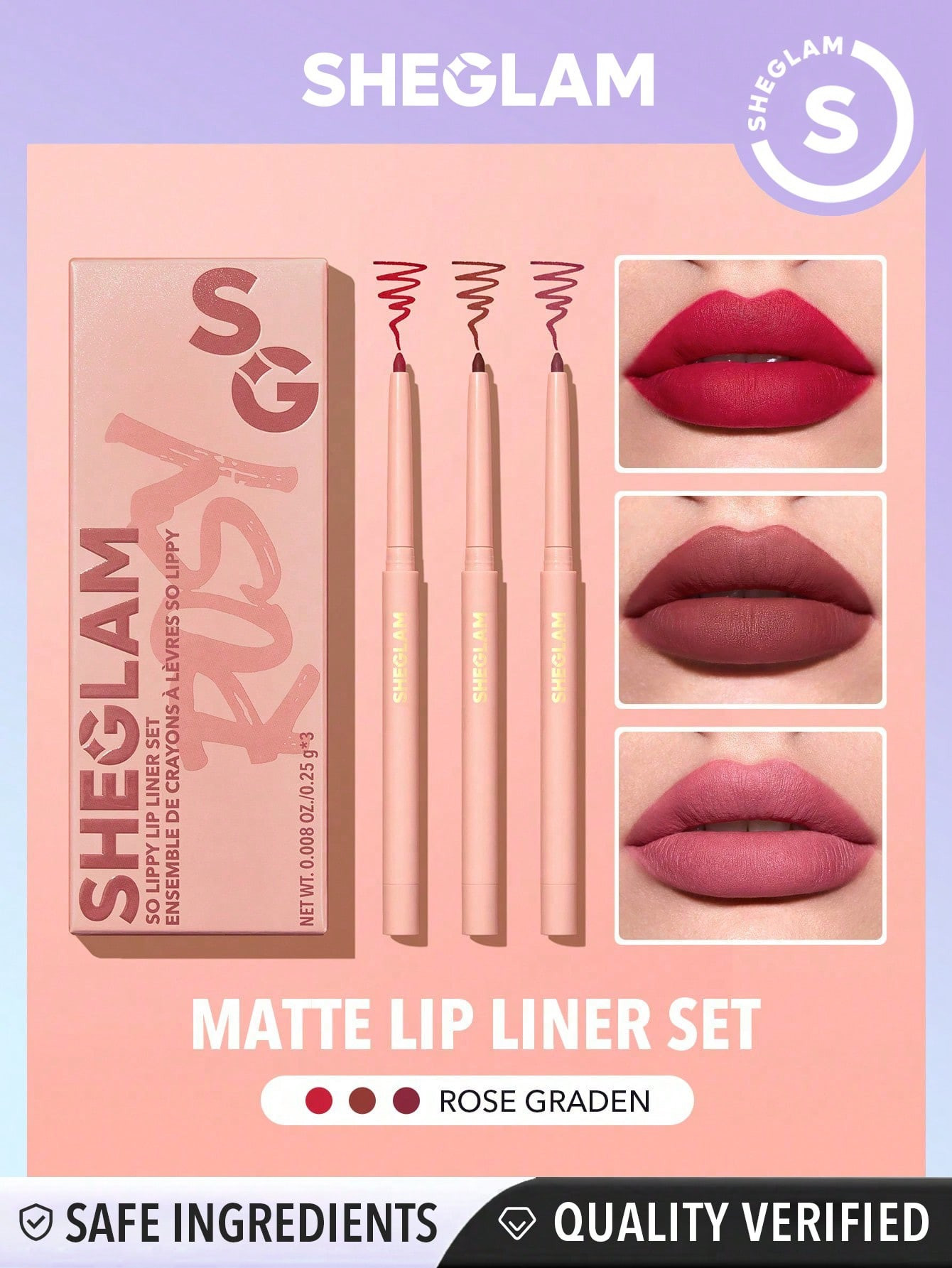 SHEGLAM Set de crayons à lèvres So Lippy - Rose Graden - 13909056