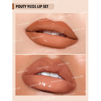 SHEGLAM Crayon à les lèvres Soft 90' Glam et set de duo pour les lèvres nude effet lèvres mordues (Pouty Nude Lip Set) - 10809099