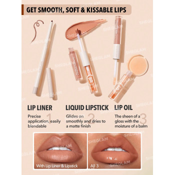 SHEGLAM Crayon à les lèvres Soft 90' Glam et set de duo pour les lèvres nude effet lèvres mordues (Pouty Nude Lip Set) - 10809099