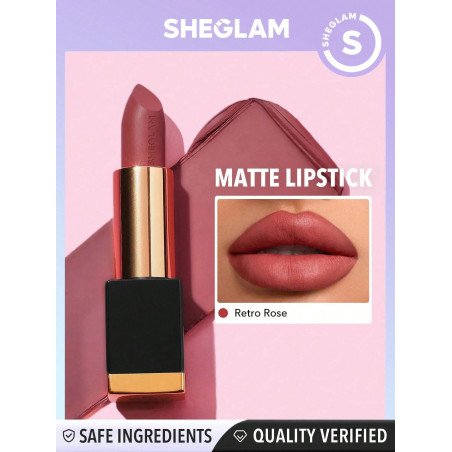 SHEGLAM Matte Allure Lipstick - Retro Rose 20 Couleurs Longue Durée Rouge À Lèvres Haute Pigmentation Rouge À Lèvres Velouté Et Doux - 1088243