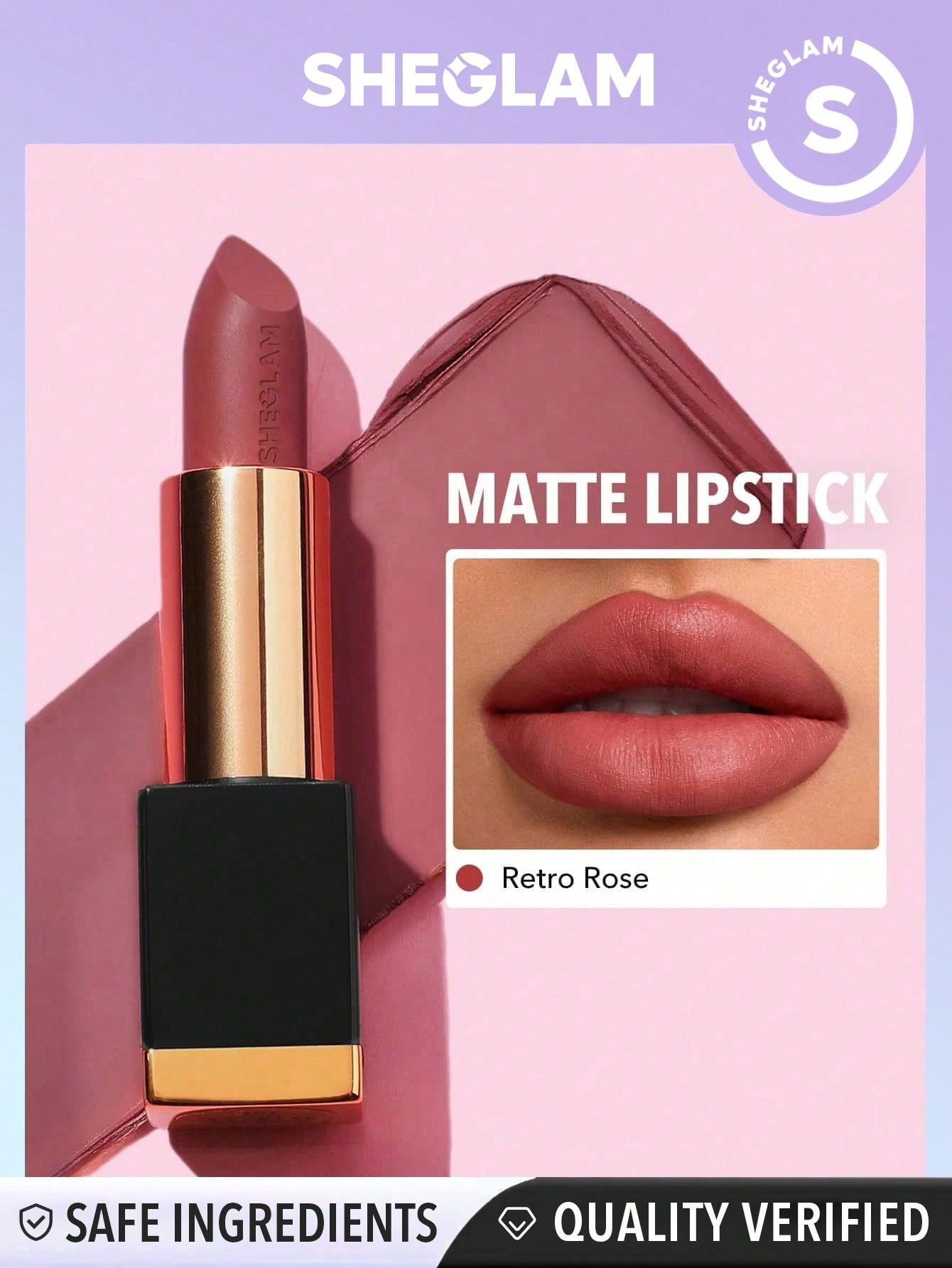 SHEGLAM Matte Allure Lipstick - Retro Rose 20 Couleurs Longue Durée Rouge À Lèvres Haute Pigmentation Rouge À Lèvres Velouté Et Doux - 1088243