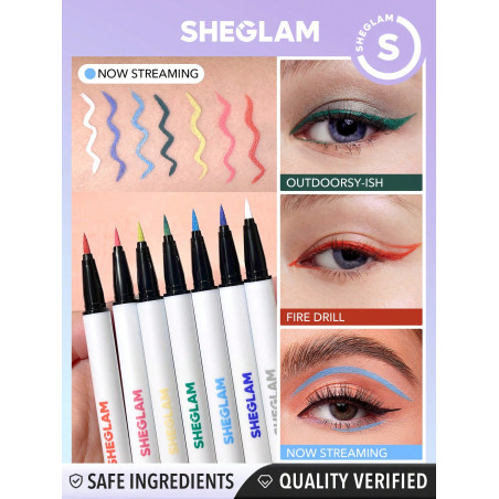 SHEGLAM Eyeliner Liquide Color Crush, Maintenant Sur 7 Couleurs, Crayon À Eyeliner Haute Pigmentation Résistant À L'eau Et À La Sueur, Facile À Utiliser, Avec Couleur Bleue - 2768460