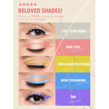 SHEGLAM Eyeliner Liquide Color Crush, Maintenant Sur 7 Couleurs, Crayon À Eyeliner Haute Pigmentation Résistant À L'eau Et À La Sueur, Facile À Utiliser, Avec Couleur Bleue - 2768460