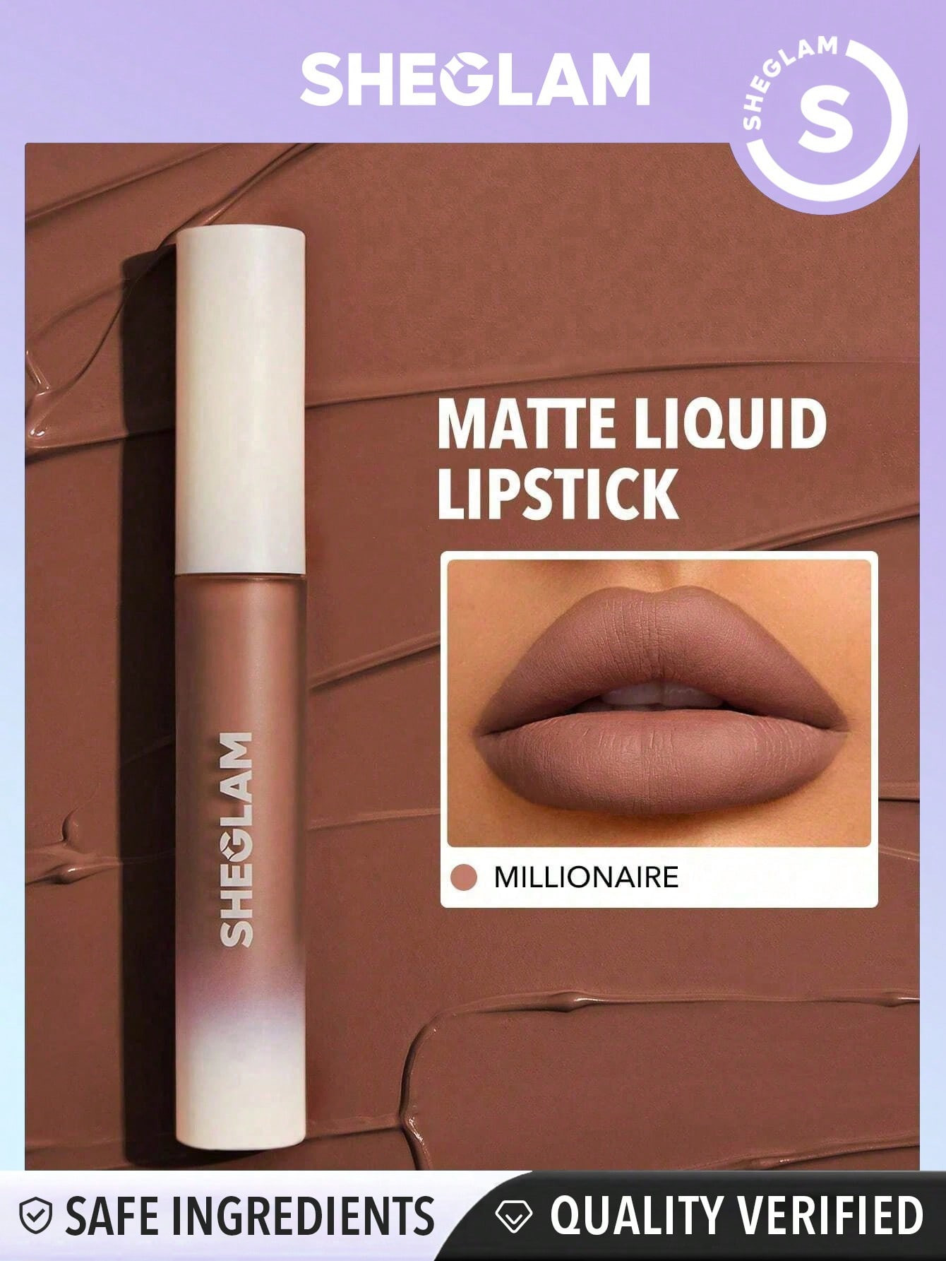 SHEGLAM Matte Allure Rouge À Lèvres Liquide-millionnaire Rouge À Lèvres Longue Tenue Haute Pigmentation Nourrissant À L'huile De Tournesol Réduire Les Fines Lignes Des Lèvres Soins Des Lèvres Maquillage Des Lèvres - 1514058