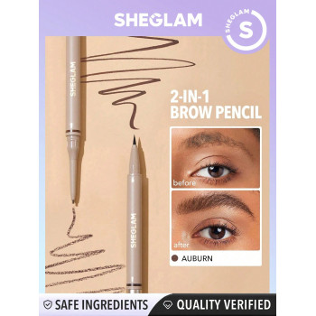 SHEGLAM Crayon À Sourcils 2-en-1 Brows On Demand - Auburn Stylo À Sourcils Liquide Étanche Et Anti-huile Résistant À La Transpiration, Remplissage Naturel De Sourcils, Gel Crème Pour Maquillage Des Sourcils - 2395296