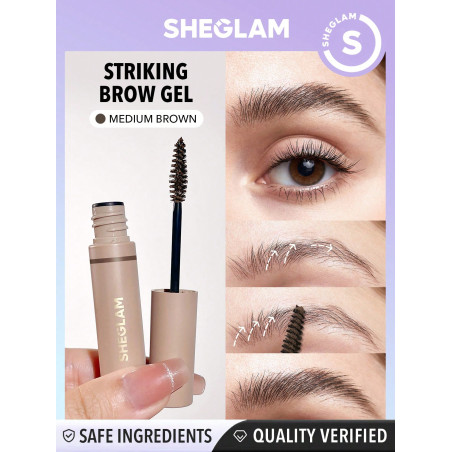 SHEGLAM Gel Pour Sourcils Frappant - Crème Pour Sourcils Imperméable Brun Moyen À Longue Durée, Très Pigmentée, Façonnage Et Remplissage De Sourcils Avec Petit Pinceau - 1929501