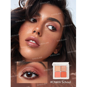 SHEGLAM Quad D'ombres À Paupières Cristallines Cosmiques- Charm School, Palette De 4 Couleurs D'ombres Mates Et Pailletés À L'or Rose, Pêche Chaude, Brun Durable, Longue Tenue, Ultra Pigmenté, Lisse Et Facile À Mixer - 2960637