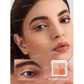 SHEGLAM Quad D'ombres À Paupières Cristallines Cosmiques- Charm School, Palette De 4 Couleurs D'ombres Mates Et Pailletés À L'or Rose, Pêche Chaude, Brun Durable, Longue Tenue, Ultra Pigmenté, Lisse Et Facile À Mixer - 2960637