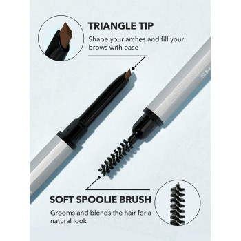 SHEGLAM Crayon À Sourcils Fin Double Extrémité - Brun Foncé Résistant À L'eau Longue Tenue Ne Coule Pas Remplissage Et Soulignement Avec Tête Triangulaire - 843078