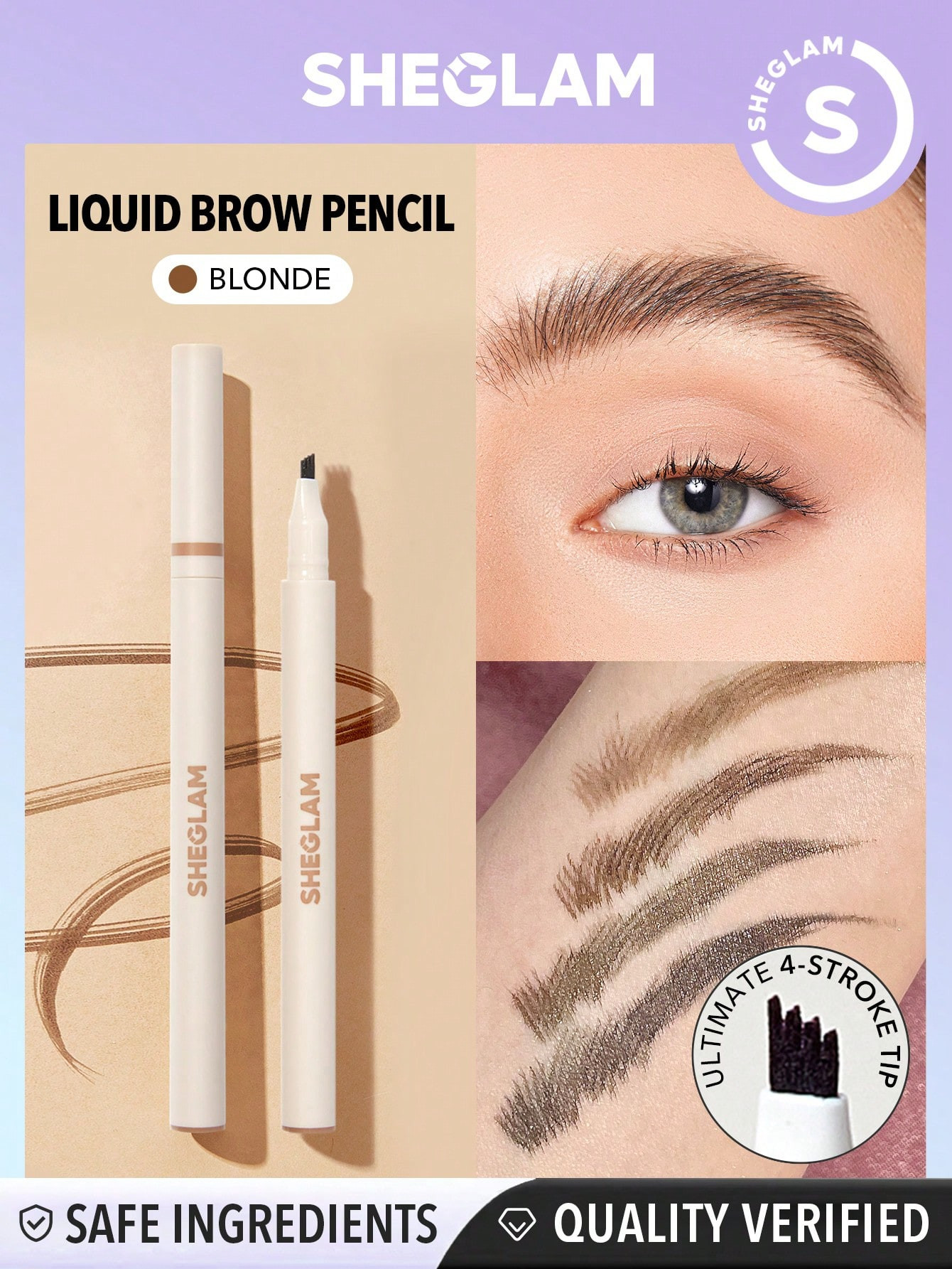 SHEGLAM Crayon À Sourcils Liquide Feather Better-blonde Longue Durée, Imperméable À L'eau, Naturel Complet Eyebrow Makeup - 2641162