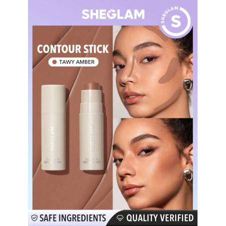 SHEGLAM Stick De Contour De Crème D'ambre Fauve Longue Durée Snatch 'n' Define, Bronzage Résistant À La Transpiration Fortement Pigmenté, Sculptant Le Visage Pour Un Maquillage Naturel Léger Et Lisse - 12748809