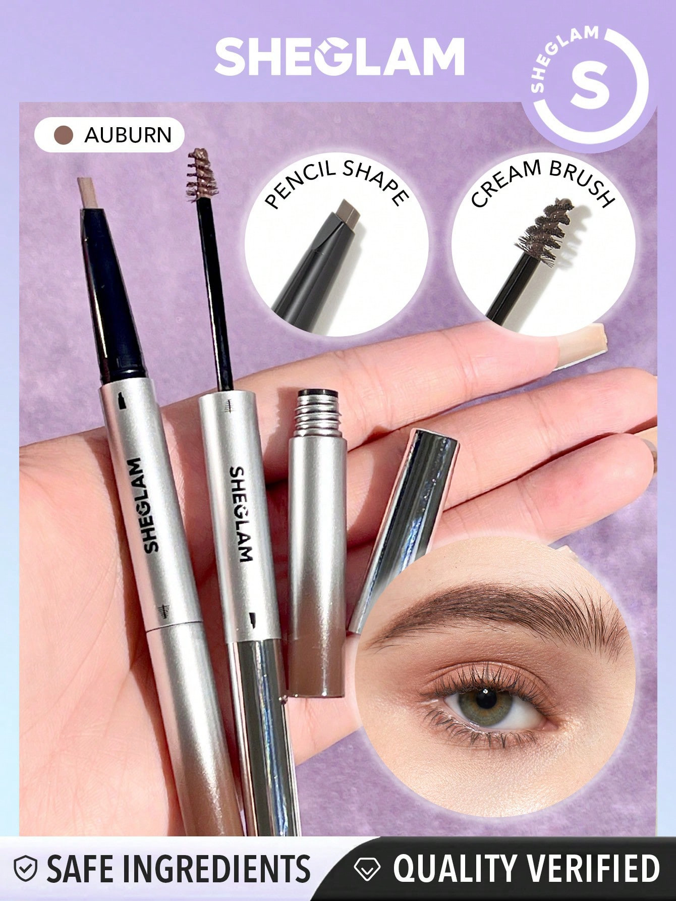 SHEGLAM Remplis-moi Crayon À Sourcils 2 En 1 & Crème-auburn Waterproof Double Embout Crayon À Sourcils Anti-bavure Et Non-gras Gel De Crème À Sourcils Naturel Pour Le Maquillage - 1718049