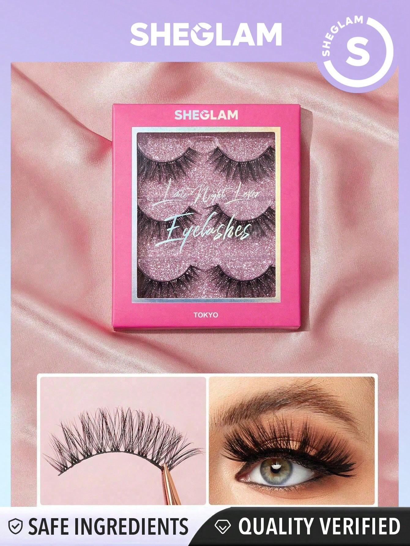 SHEGLAM Faux Cils Pour Amoureux De La Nuit Tardive - Tokyo, 3 Paires De Cils Faux Légers, Confortables, Naturels, Teintés, Pleins, Plus Longs, Plus Épais, Pour Une Extension De Cils Diy - 2611480