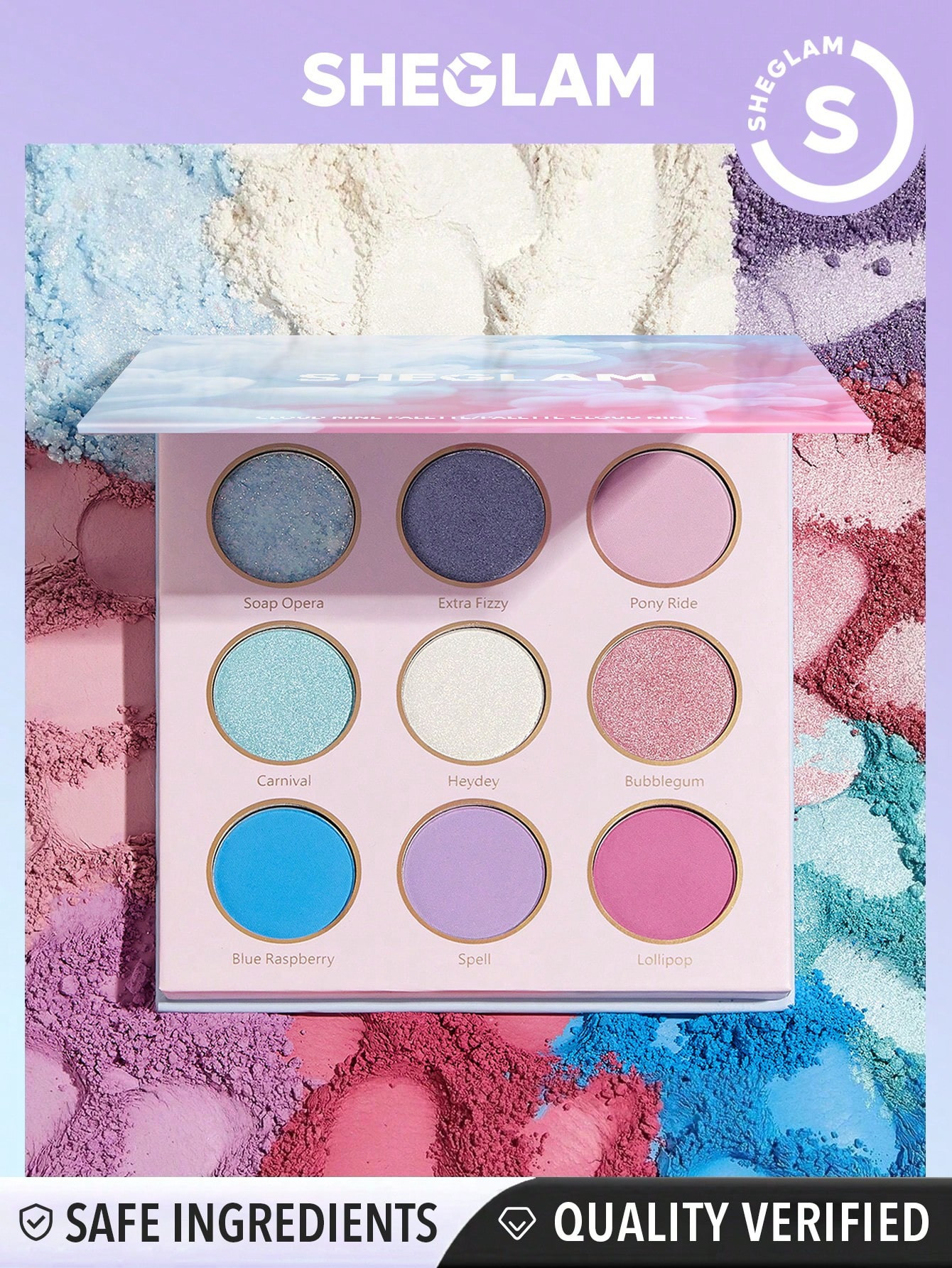 SHEGLAM Palette D'ombres À Paupières Mate Et Brillante À 9 Couleurs De Cloud Nine, Couleur Audacieuse À Haute Brillance, Longue Tenue, Ultra Pigmentée Et Facile À Estomper, Pour Un Style Y2k - 2273964