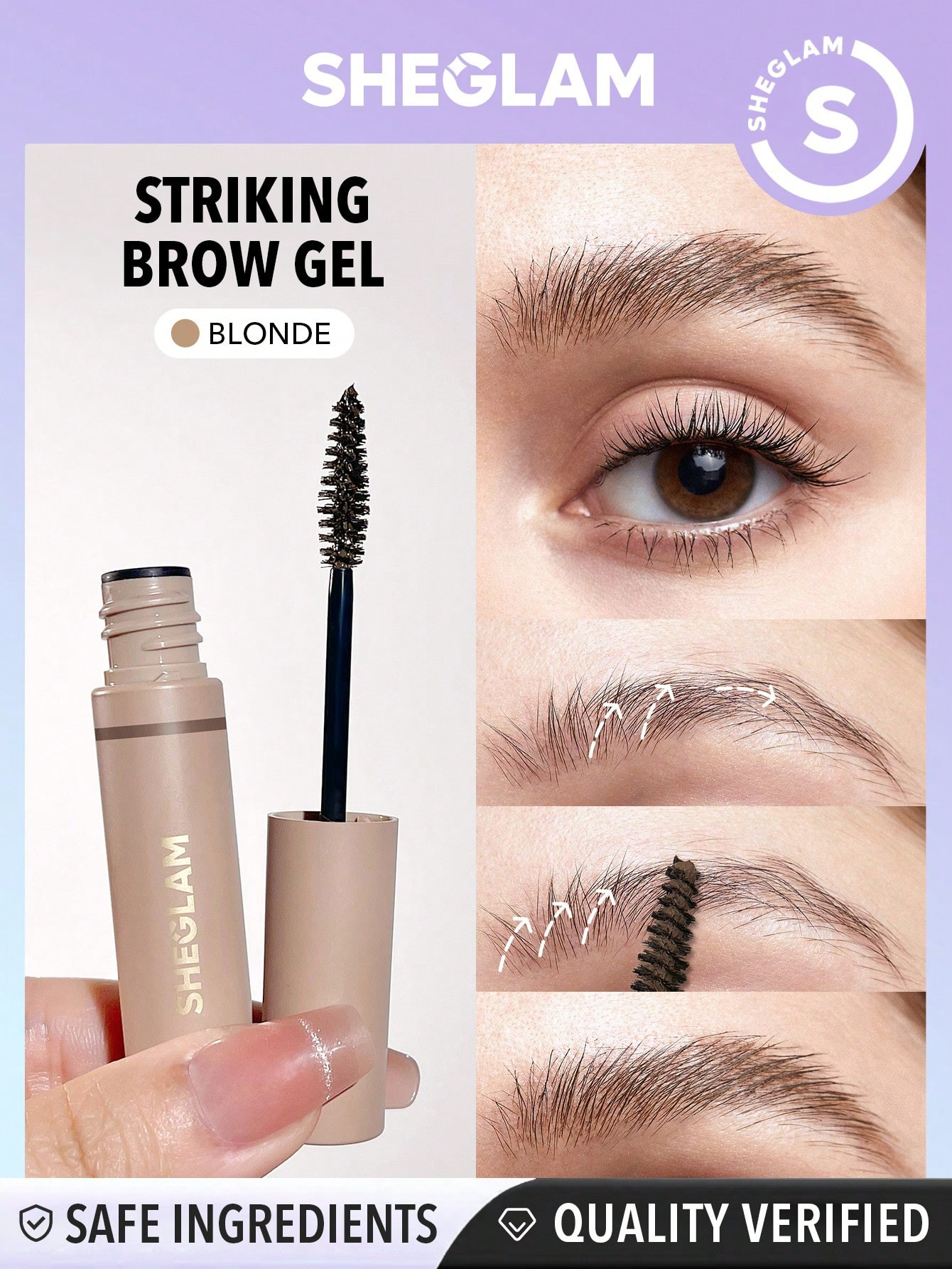 SHEGLAM Gel Pour Sourcils Frappant - Crème Pour Sourcils Imperméable Blonde À Longue Durée, Avec Forte Pigmentation, Faisant Forme Et Remplissant Avec Petit Pinceau. - 1469543