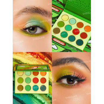 SHEGLAM Palette De Fard À Paupières Shimmer Matte Forever Feather De 12 Couleurs Avec Des Couleurs Audacieuses Rouge, Vert, Bleu, Tenue Longue Durée, Ne Tachepas, Hautement Pigmentée Et Douce Pour Un Maquillage Des Yeux Agréable - 2652590