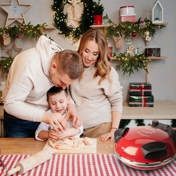 Four à Pizza électrique ARIETE - Rouge - Pierre réfractaire - 1200W - Diamètre 33cm - Température max 400°C