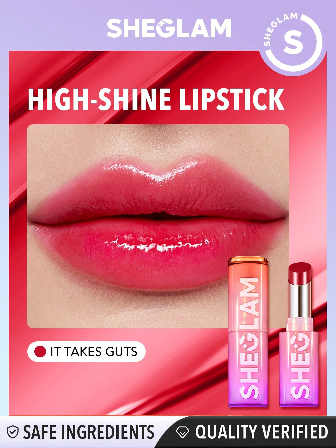 SHEGLAM Mirror Kiss High-Shine Lipstick-It Takes Guts - 29924948