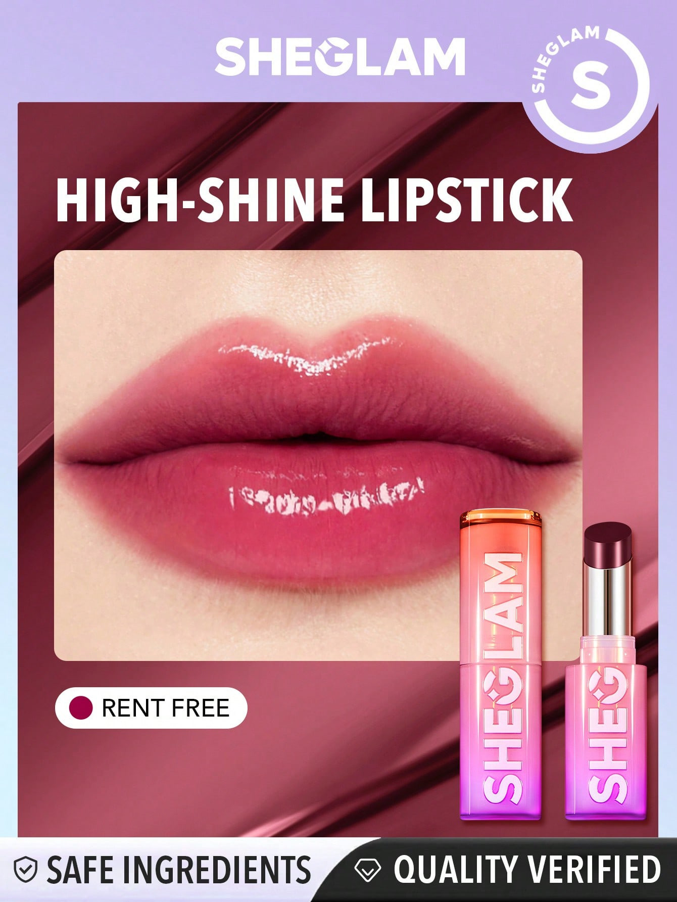 SHEGLAM Mirror Kiss High-Shine Lipstick-Rent Free - 29925980