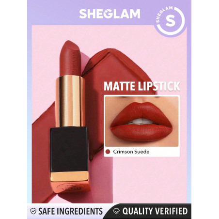 SHEGLAM Rouge À Lèvres Mat Allure-crimson Suede 20 Couleurs Longue Tenue Rouge À Lèvres Hautement Pigmenté, Rouge À Lèvres Velouté Et Doux - 2768454