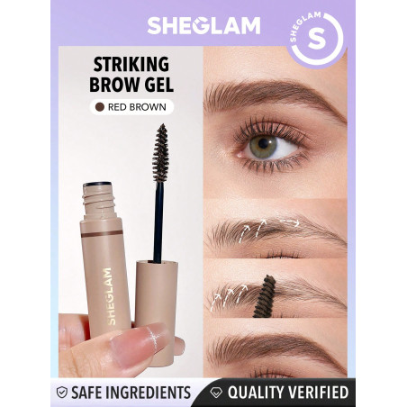 SHEGLAM Gel Pour Sourcils Ébouriffant - Crème Pour Sourcils Étanche Brun-rouge Durable, Remplissage Pigmenté Élevé Pour Façonner Les Sourcils, Baume Pour Sourcils Avec Petit Pinceau - 1469521