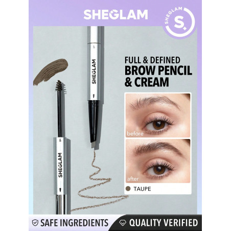 SHEGLAM Crayon Et Crème À Sourcils 2-en-1 Fill Me In , Crayon À Sourcils À Double Extrémité Résistant À La Sueur Et Imperméable Aux Tâches, Gel Naturel Non Gras Et Résistant Aux Bavures Pour Sourcils Maquillage - 1718045