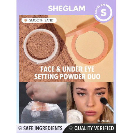 SHEGLAM Duo De Poudre Fixante Pour Le Visage Et Sous Les Yeux - Sable Lisse 2 En 1 Poudre Libre Éclaircissante Poudre Fixante Mate Sans Pores Poudre Étanche Maquillage De Visage Poudre Pour L'hiver Vendredi Noir - 2960272