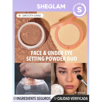 SHEGLAM Duo De Poudre Fixante Pour Le Visage Et Sous Les Yeux - Sable Lisse 2 En 1 Poudre Libre Éclaircissante Poudre Fixante Mate Sans Pores Poudre Étanche Maquillage De Visage Poudre Pour L'hiver Vendredi Noir - 2960272