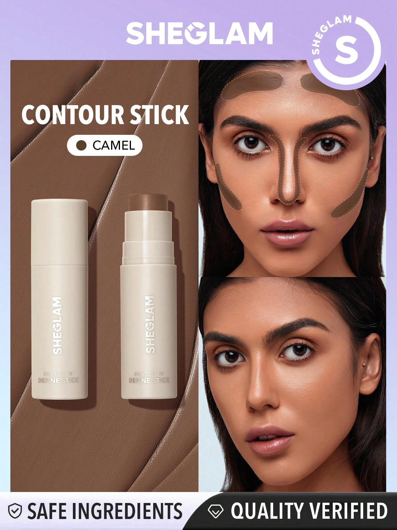 SHEGLAM Bâton De Contour En Crème De Chameau Snatch 'n' Define, Longue Tenue, Hautement Pigmenté, Antitranspirant, Sculpteur, Bronzant, Léger, Lisse Et Naturel Pour Le Maquillage Du Visage - 2845472