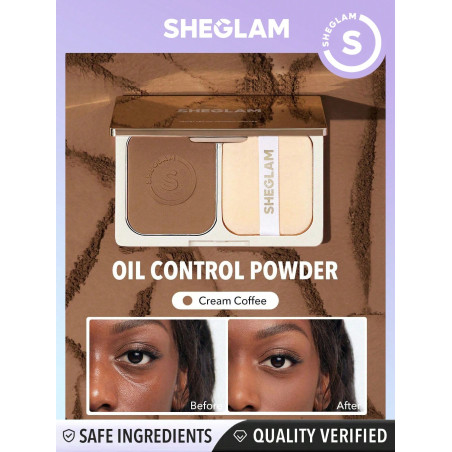 SHEGLAM Poudre De Contrôle D'huile De Lumière - Poudre Pressée Anti-huile À La Crème De Café Matte, Poreuse Et De Longue Durée, Pour Fixer Le Maquillage - 1185816