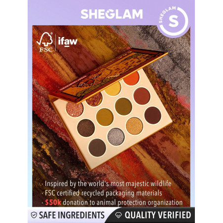 SHEGLAM Palette Ombre À Paupières Viva La Leopard 12 Couleurs, Palette D'ombres À Paupières Mates Et Brillantes, Couleur Audacieuse - Rose, Bleu, Orange, Longue Tenue, Pas De Bavure, Hautement Pigmentée, Ombre À Paupières Douce Et Lisse - 2652583