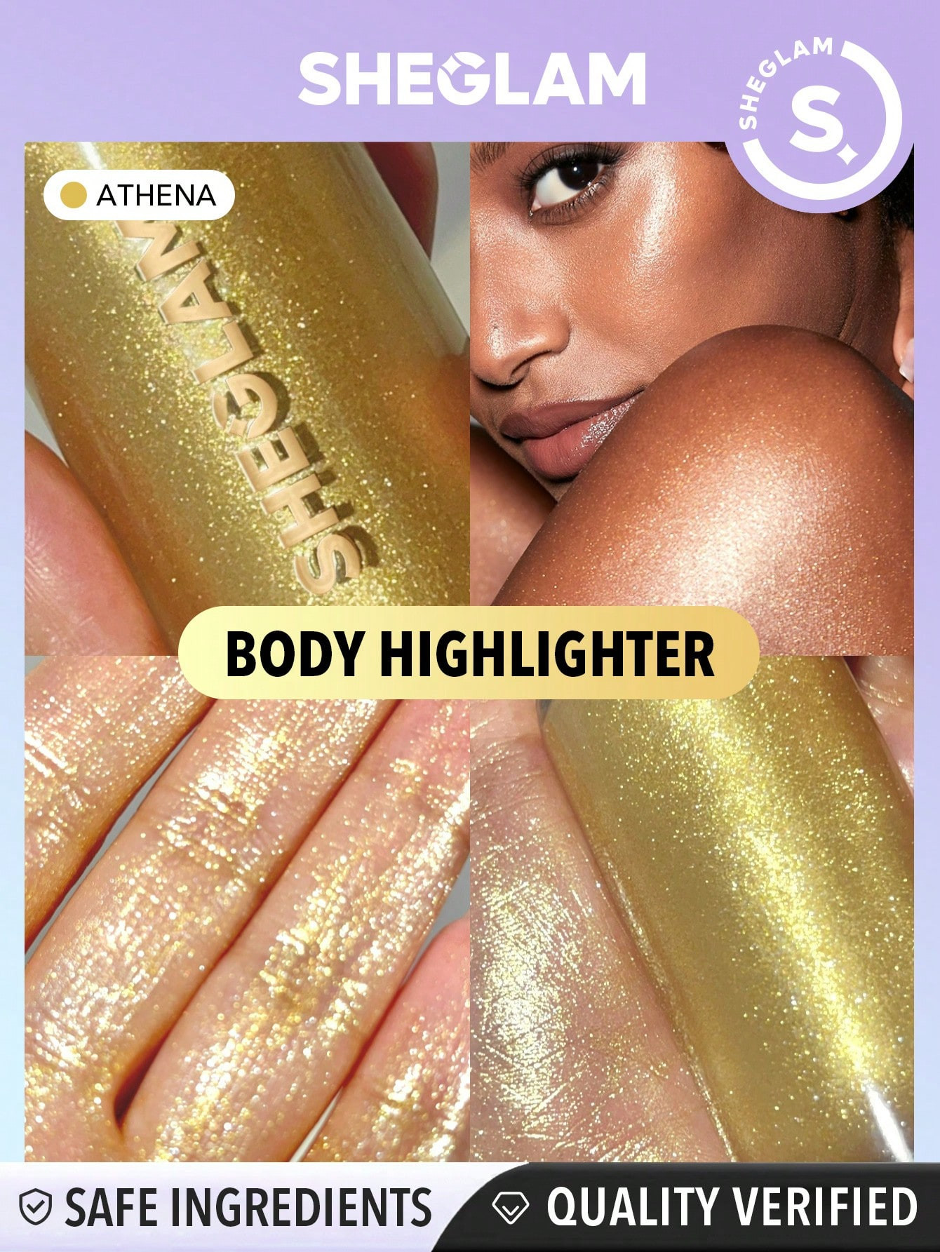 SHEGLAM Enlumineur Corporel Sunkissed - Athena Enlumineur Liquide, Scintillement Liquide, Longue Tenue, Éclaircissement Lumineux, Enlumineur Corporel Lumineux - 1230502