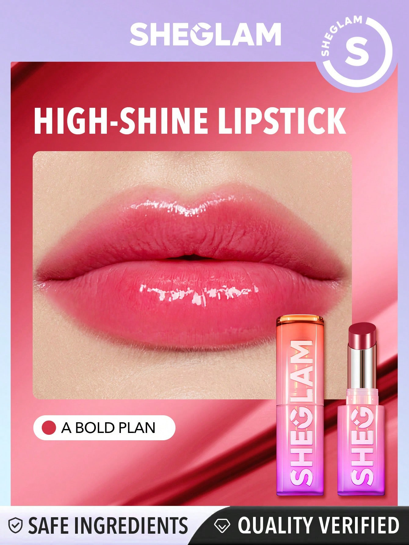 SHEGLAM Mirror Kiss High-Shine Lipstick-A Bold Plan - 29925406