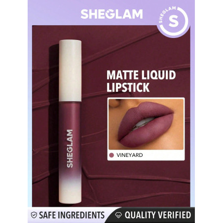 SHEGLAM Rouge À Lèvres Liquide Mat Allure - Vineyard, Rouge À Lèvres Haute Pigmentation Longue Tenue, Nourrissant À L'huile De Tournesol, Réduisant Les Fines Lignes Des Lèvres, Soins De La Lèvre - 1306500