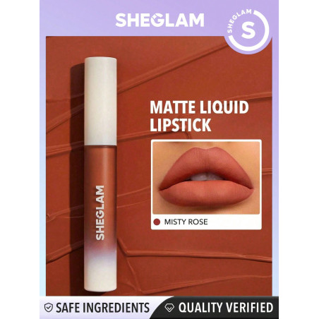 SHEGLAM Rouge À Lèvres Liquide Mat - Misty Rose Rouge À Lèvres Longue Durée À Haute Pigmentation Nourrissante À L'huile De Tournesol Qui Réduit Les Fines Lignes Des Lèvres - Soin Des Lèvres Maquillage De Lèvres - 1306468