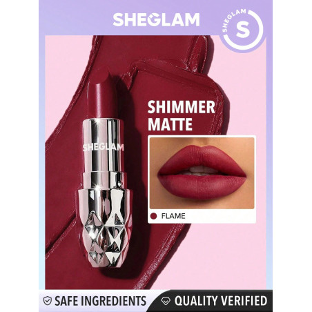 SHEGLAM Rouge À Lèvres Starlight Velvet - Flame 10 Couleurs Shimmer Matte Rouge À Lèvres Longue Durée Nourrissant Rouge À Lèvres Soyeux Et Lisse - 846240