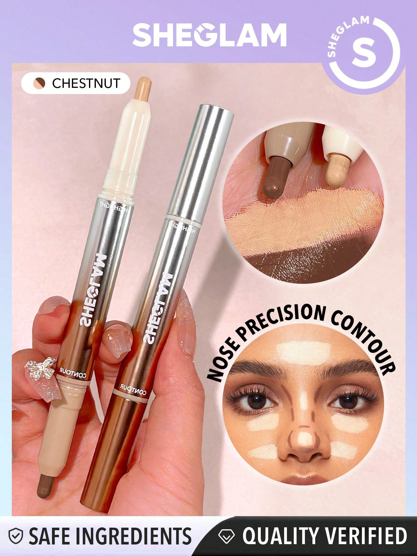 SHEGLAM Stylo contour et highlight pour le nez 2 en 3 Fine Line-Chestnut - 30529264