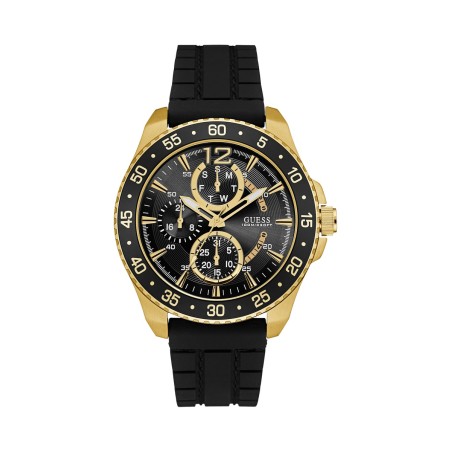 Montre à quartz en cuir - Chronographe - Noir et doré - 02 - 30776991