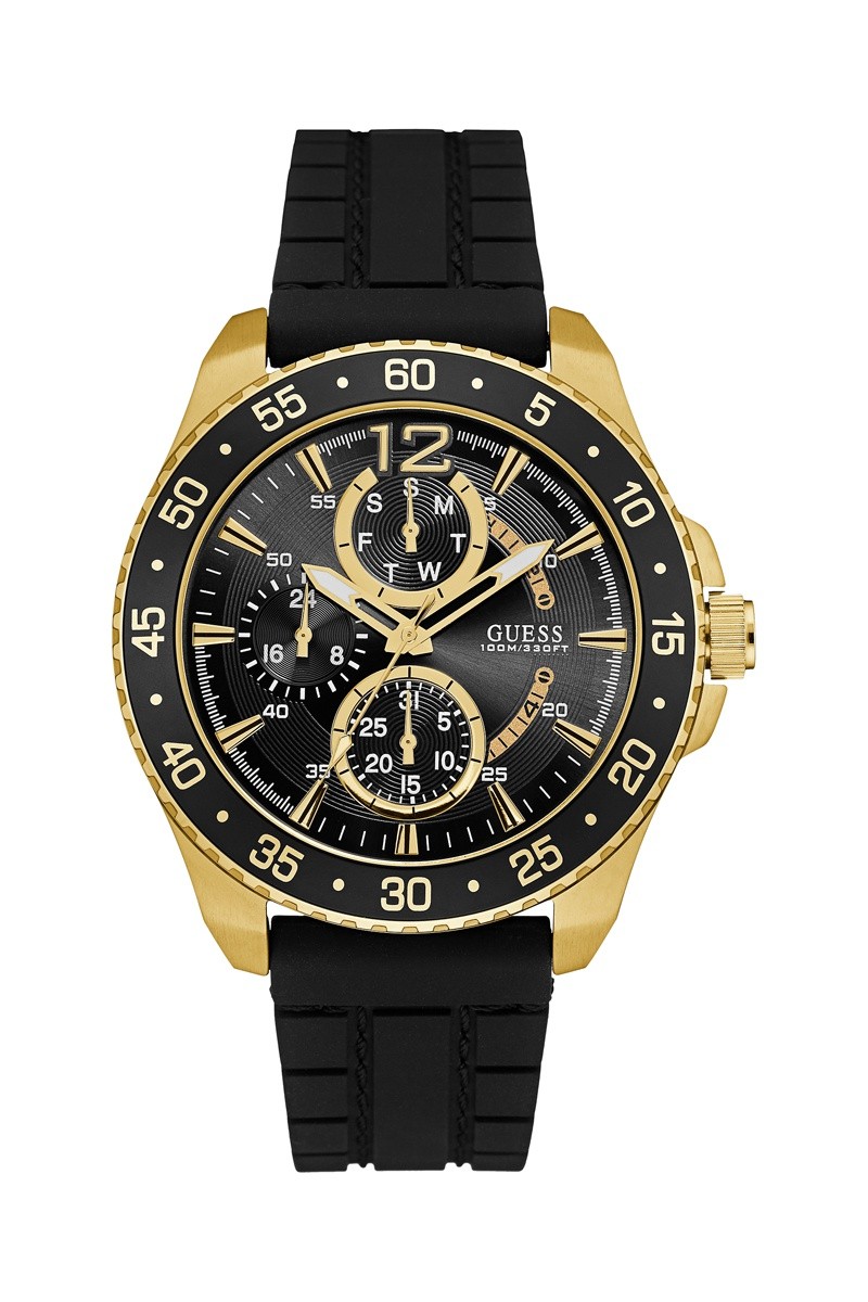 Montre à quartz en cuir - Chronographe - Noir et doré - 02 - 30776991