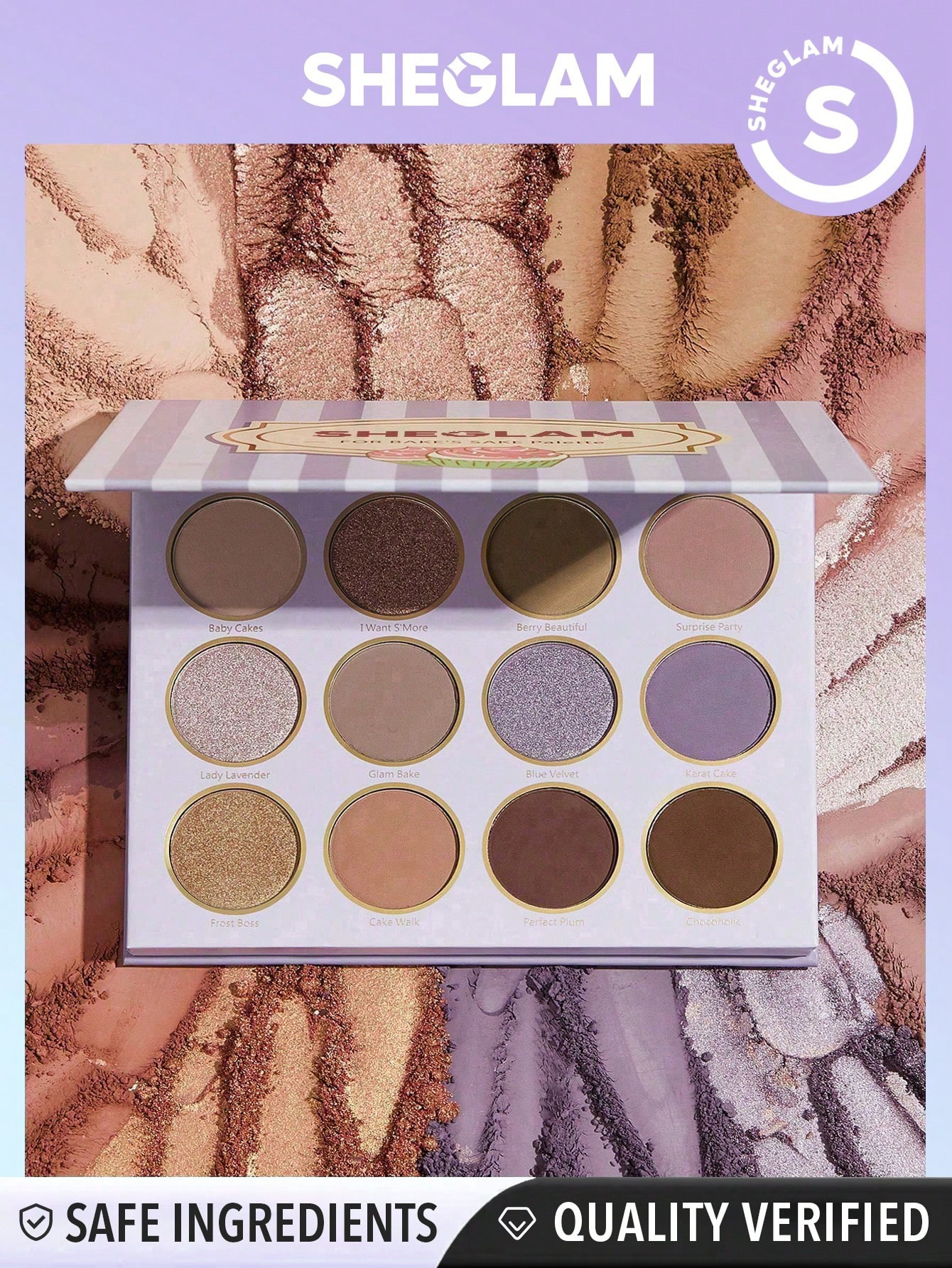 SHEGLAM Palette D'ombres À Paupières Mates Et Chatoyantes For Bake's Sake De 12 Couleurs, Couleur Naturelle Métallique, Fard À Paupières Ultra Pigmenté, Doux, Lisse Et Facile À Estomper - 2502130