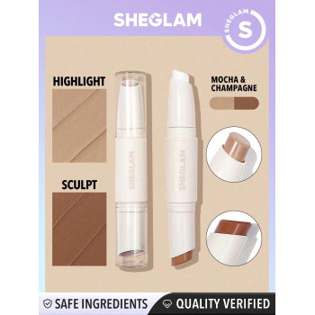 SHEGLAM Stick Sculpt And Color - Mocha &amp- Champagne 2 En 1 Contour À Double Tête Très Pigmenté Non-fading Highlighter Double Usage Pour Le Contouring Brightening Pro - 803821