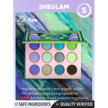 SHEGLAM Palette D'ombres À Paupières Flutter Effect 12 Couleurs Avec Effet Pailleté Mat Métallisé, Couleurs Vives Et Audacieuses Bleu Vert Durable Longue Tenue, Pas De Bavure, Très Pigmenté, Ombres À Paupières Douces Et Lisses Cosmétiques Pour Les Yeux - 2652586