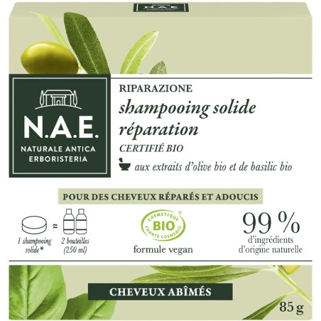 Shampoing solide réparation bio - Olive & basilic - Cheveux abîmés - 85 g - 03 - 26763023