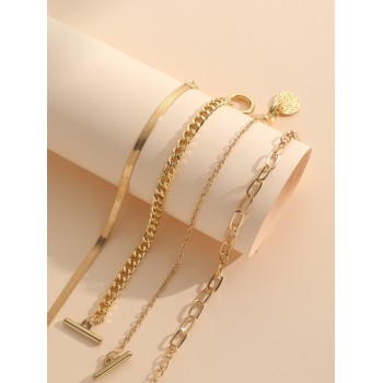 4 pièces/set Rétro & Minimaliste Multicouche bracelets Pour Femme - 17935302