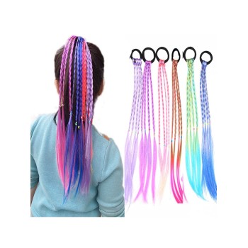 1 set ( 4 pièces ) Fille Versicolore Synthétique Chouchous Pour Cheveux Torsadé Tresses Élastique Queue De Cheval Support Accessoire Pour Cheveux - 21543073